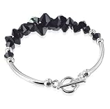 Sterling Silver Cluster Black Crystal Bracelet 7.5 inch Made with Swarovski Elements