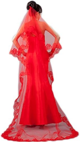 DANYS BRIDAL Cheap Cathedral Wedding Veil 3 m Long Red