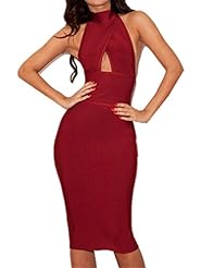 Sexy Summer Off the Shoulder Nylon/Rayon/Spandex Backless Knee Length Bandage Dress 