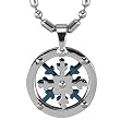 Stainless Steel Spinning Snowflake Small Medallion Pendant Necklace