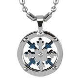 Stainless Steel Spinning Snowflake Small Medallion Pendant Necklace