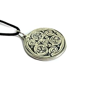 Triskellion Amulet for Wisdom and Change Pewter Pendant with Cord Necklace