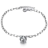Opk Jewelry Fashion Adjustable Women's Anklet Bracelet 18K White Gold Plated Silver 11mm Hollow Spacer Bead Pendant Foot Chain New Design Stylish Personality Gift Never Fade And Nickle Free 9.84 Inch Length 4g Weight