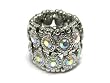Two Row Colorful Aurora Borealis Crystal Thick Stretch Ring