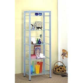 Modern Contemporary Metal and Glass 5-Tier Bookcase Shelf by visiondecor Furniture