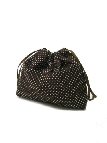 Yukiko Sato D1 Mod Choco Brown Dots of Drawstring TESAGE Purse Organizer, lined in water-proof micro fiber, Purse Insert tote bags!