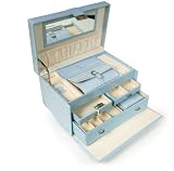 Powder Blue Leather Jewellery Box (XL)