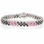 Sterling Silver Pink and Black Cubic Zirconia Tennis Bracelet