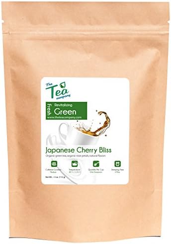 Japanese Cherry Bliss Green Tea Blend With Rose Petals by The Tea Company - Bulk Tea Leaves 4oz