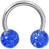 Horseshoe - Electric Blue GLITTER Circular Barbell