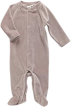 Marie Chantal Angel Wing Velour Footie - Pearl Grey (3 Months)