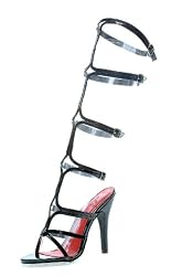 5 Inch Heel Knee High Strap Up Sandal Women'S Size Shoe With T-Strap
