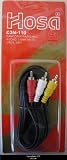 Hosa 10' Audio/Visual Camcorder Cable, 4 Conductor Right Angle 3.5mm Mini Male to 3 RCA Male Connectors, Video + Left/Right Audio