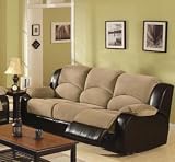 Upholstery Recliner Sofa - Beige and Brown Finish