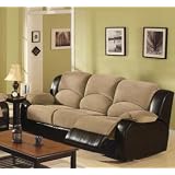 Upholstery Recliner Sofa - Beige and Brown Finish