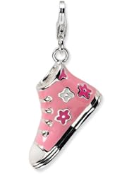 Sterling Silver 3 D Enameled Pink High Top Sneaker with Lobster Clasp Charm