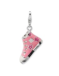 Sterling Silver 3-D Enameled Pink High Top Sneaker w/Lobster Claw Clasp Clasp Charm