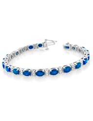 11.85cttw 6x4 Oval Sapphire and Diamond Bracelet in 14k Gold