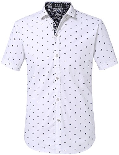 SSLR Men's Straight Fit Printing Short Sleeve Shirts