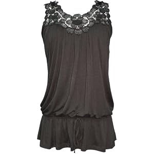 Silver Metallic Crochet Lace Tank Top