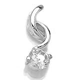 Sterling Silver Cubic Zirconia Rhodium Plated Pendant