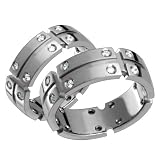 Aurelia Matrix Diamond Titanium Wedding Band Set