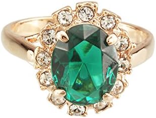 FM42 Kate Middleton Diana Inspired Oval Green Crystal Engagement Style Ring R19