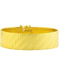 18 Karat Gold over Silver 17-mm Diamond-cut Cubetto Flex Bracelet (7.5 Inch)