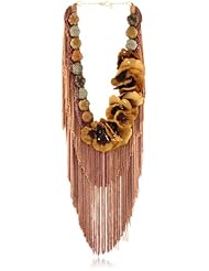 Reason to be Pretty Brown Floral, Fringe and Crystals Necklace