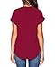 LILBETTER Womens Casual Chiffon Ladies V-Neck Short Sleeve Blouse Tops(Red,Medium)