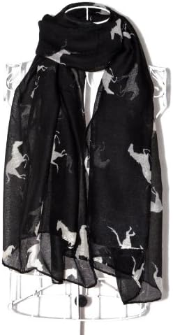 Icon Fashionable Animal Print Scarves: Cool Horse Print Scarf for Women (Black-Horse)