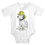 Onesie with firefighter, dalmatian, mascot, hat, pet, animal, dog