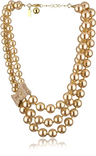 Kate Spade New York All Wrapped Up Pearls Coffee Pave Statement Collar Necklace