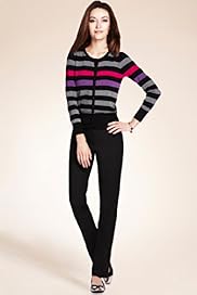 Scoop Neck Striped Cardigan
