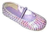 Girls Purple Sequin Covered Mary Janes Flats Shoes