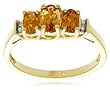 10k Yellow Gold November Birthstone 3-Stone Citrine Ring w/ Diamond Accent, Size 7