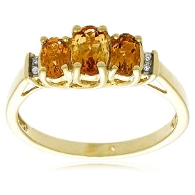 10k Yellow Gold November Birthstone 3-Stone Citrine Ring w Diamond Accent,... by Amazon.com Collection