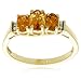 10k Yellow Gold November Birthstone 3-Stone Citrine with Diamond-Accent Ring, Size 7
