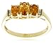 10k Yellow Gold November Birthstone 3-Stone Citrine Ring w/ Diamond Accent, Size 7