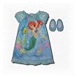 Little Mermaid "Watch Me Sparkle" Ruffled, nightgown w/ slippers for toddler girls