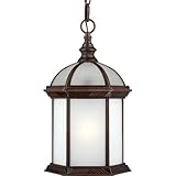 Nuvo Lighting 60/4998 Boxwood Energy Star One Light Hanging Lantern Bulb Included Frosted Glass Rustic Bronze Outdoor Fixture