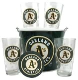 Oakland Athletics Pint Glasses and Beer Bucket Set | MLB Oakland A's Gift Set