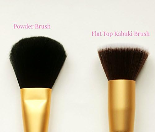 Foundation Makeup Brush Set. Flat Top Kabuki with Pink Chevron Powder Brush. 2pcs Vegan Face Brushes Set for Highlight, Contour, Blush, and Foundation Products by Altair Beauty.