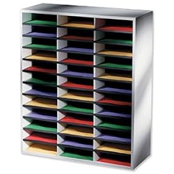 Fellowes Literature Organizer, 36 Letter Size Compartments, Dove Gray (25061)