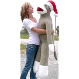 Christmas Sock Monkey - Big Plush 54 Stuffed Toy Wears Santa Hat- Color: Gray -... by BigPlush