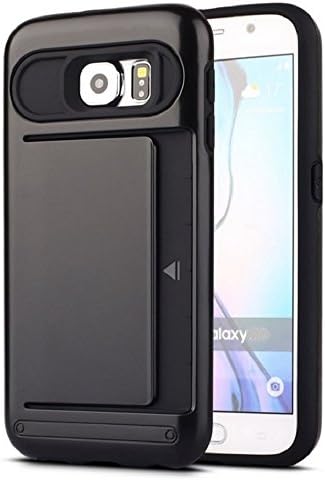 Combo Armor Case for Samsung galaxy S7 Edge with credit card holder 2 in 1 (Black)