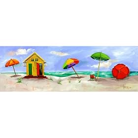 Beach Umbrellas 3 Outdoor Art by Sharon Kusha - 42x14" by 