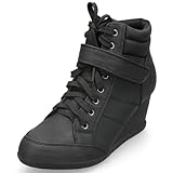 MQ23 Damen sportliche Wedge Stiefeletten - Turnschuhe mit Keilabsatz MQ1324 Black Gr. 39