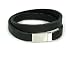 Double Round Flat Leather Bracelet in Black