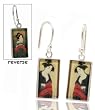 Zarah's 2 Pair in 1 REVERSABLE Ukiyo Geisha Kimono ArtGlass & Sterling Silver Dangle Earrings